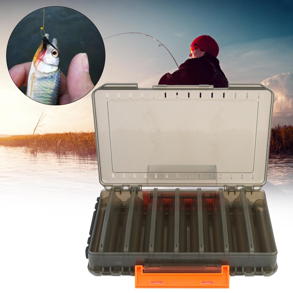 Plastic Double Layer Fishing Tackle Box Bait Lures Compartments Storage Case Fish Accessories