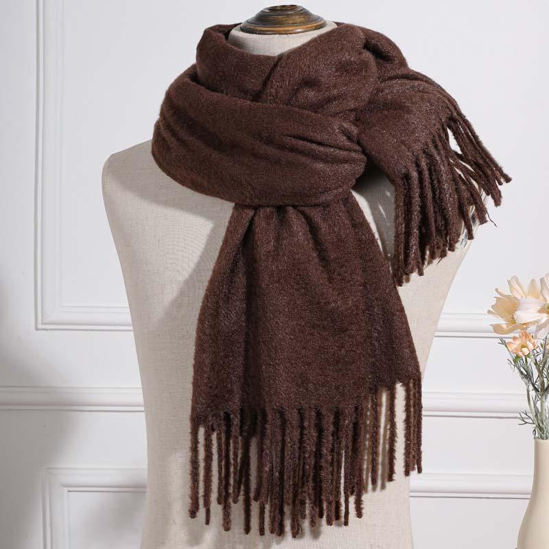 Imitation cashmere scarf women's autumn and winter mink hair men's scarf light luxury high-end sense solid color scarf Korean atmosphere sense