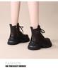 Britische Stil Damen Schwarz Martin Stiefel - Herbst/Winter 2025, Mit Dickem Absatz, Höhensteigernd, Samtgefüttert.