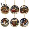 Indoor Outdoor Christmas Decorations 6 Pcs Pearl Art Ornaments, 2D Flat Acrylic Holiday Tree Pendant, Creative Ornaments Effect Hanging Decoration for