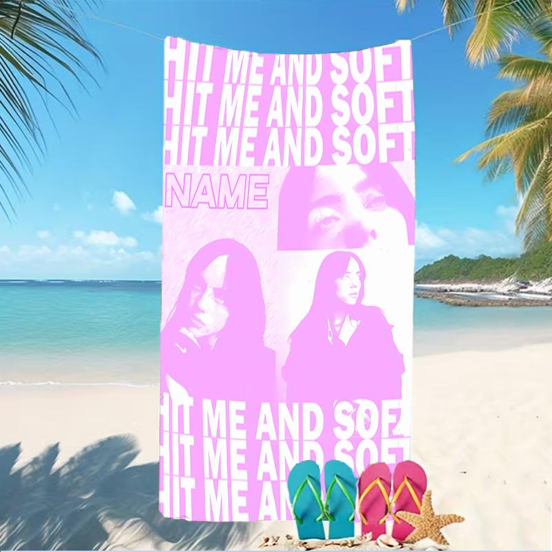 Customizable personalized beach towels Billie Eilish themed designs.Suitable for the beach, yoga, sports;ideal as beach accessories