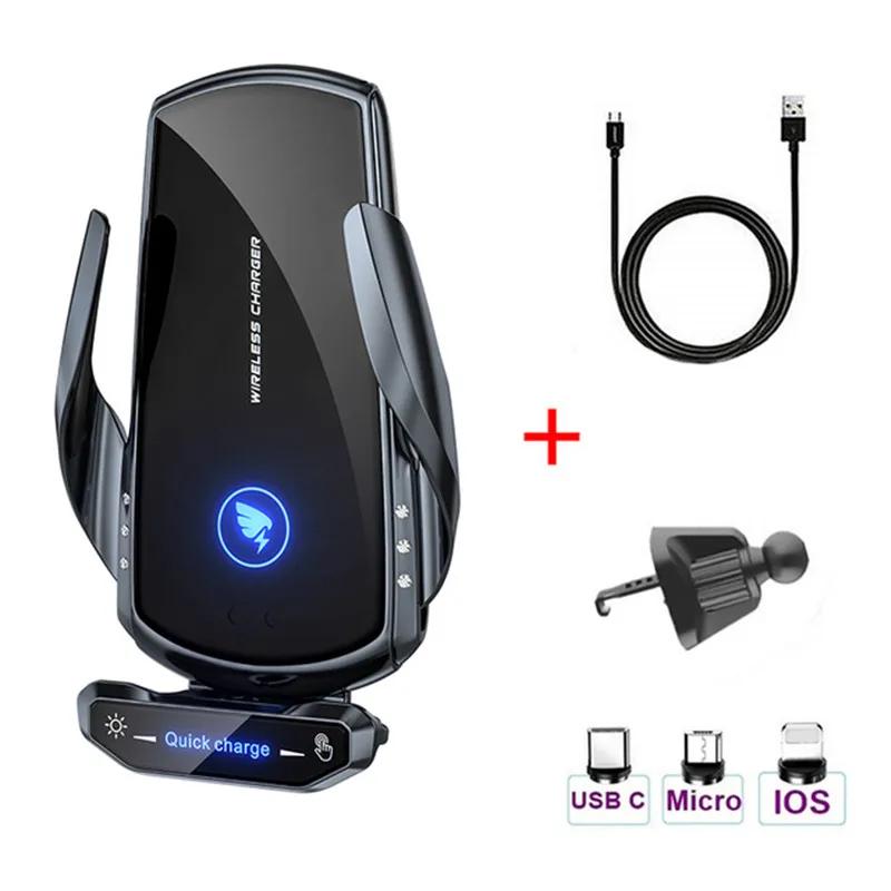 Caricabatterie Wireless Supporto per Telefono da Auto Stand Stazione di Ricarica Rapida 15W Per iPhone Xiaomi Samsung Huawei Caricabatterie Wireless Magnetico da Auto