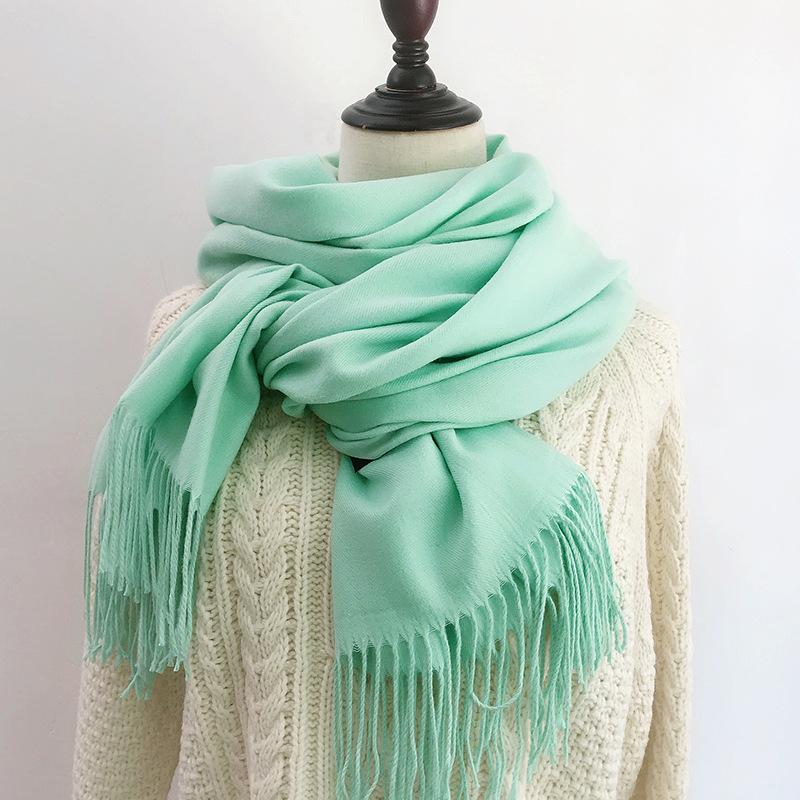 Solid Color Scarf for Women in Winter Korean Style Versatile Student Autumn and Winter Thickened Long Imitation Cashmere Red Men's Scarf Trendy