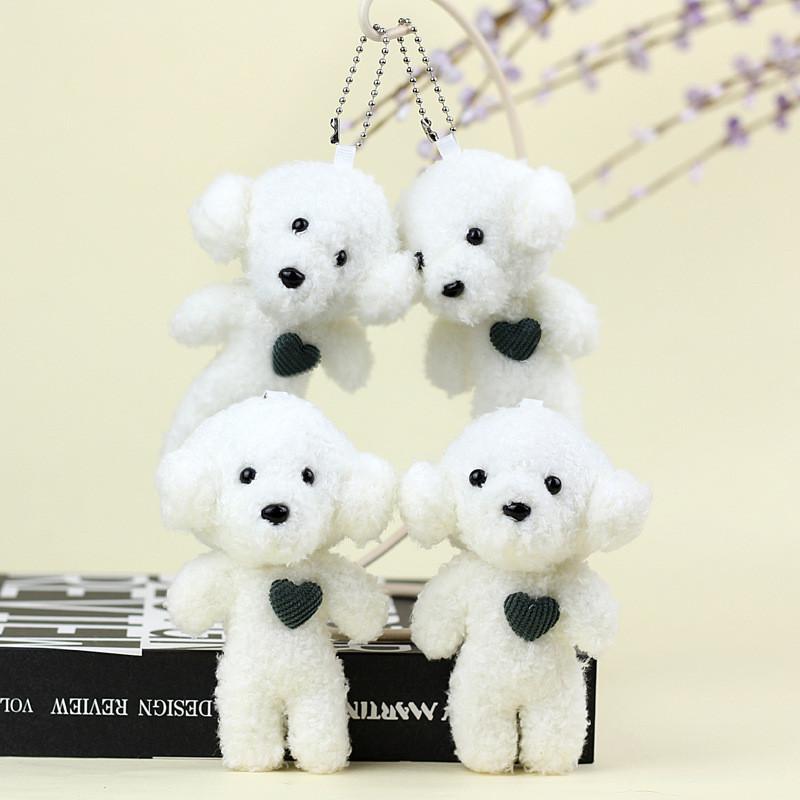 Cute Miniature Teddy Dog Plush Keyring Stuffed Poodle Toy Heart-shaped Puppy