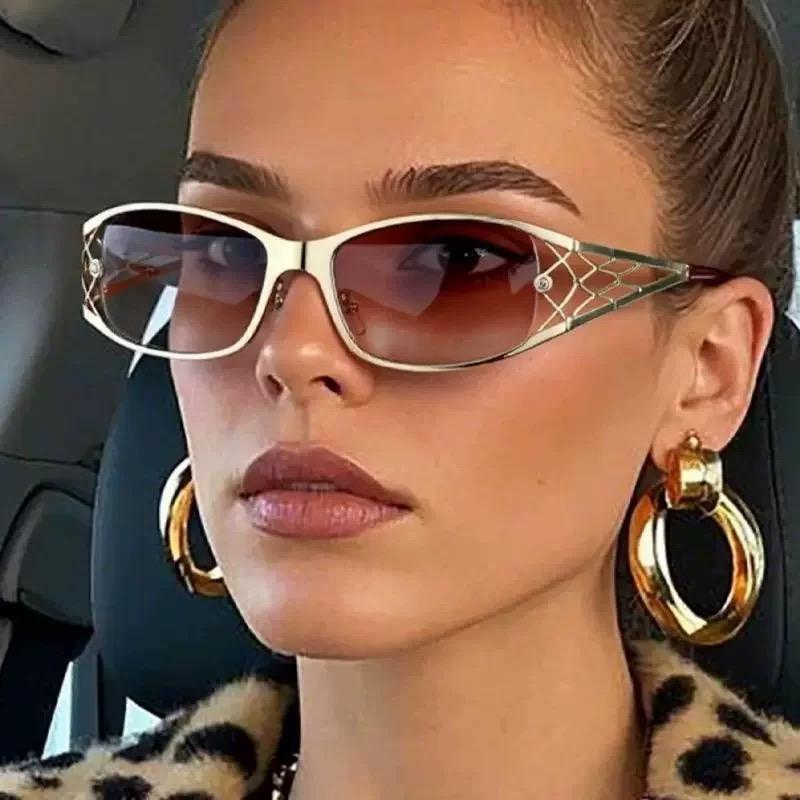 Metal Net Sunglasses Women For Men Vintage Sun Glasses Steampunk Popular Outdoor Travel Luxury Brand Designer Shades Uv400