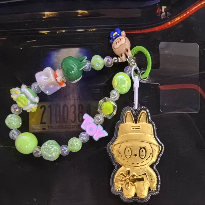 Golden Cartoon Cute Keychain Including Bracelet
