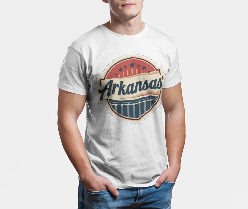 Arkansas Vintage Badge T-Shirt – Retro Arkansas Flag Graphic Tee