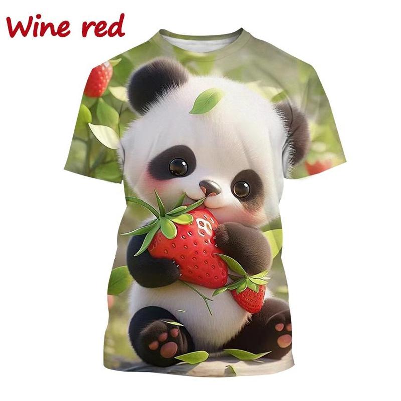 

Летние футболки унисекс с круглым вырезом и 3D принтом мультяшного животного панды, модные повседневные футболки с коротким рукавом для мужчин и женщин 6XL