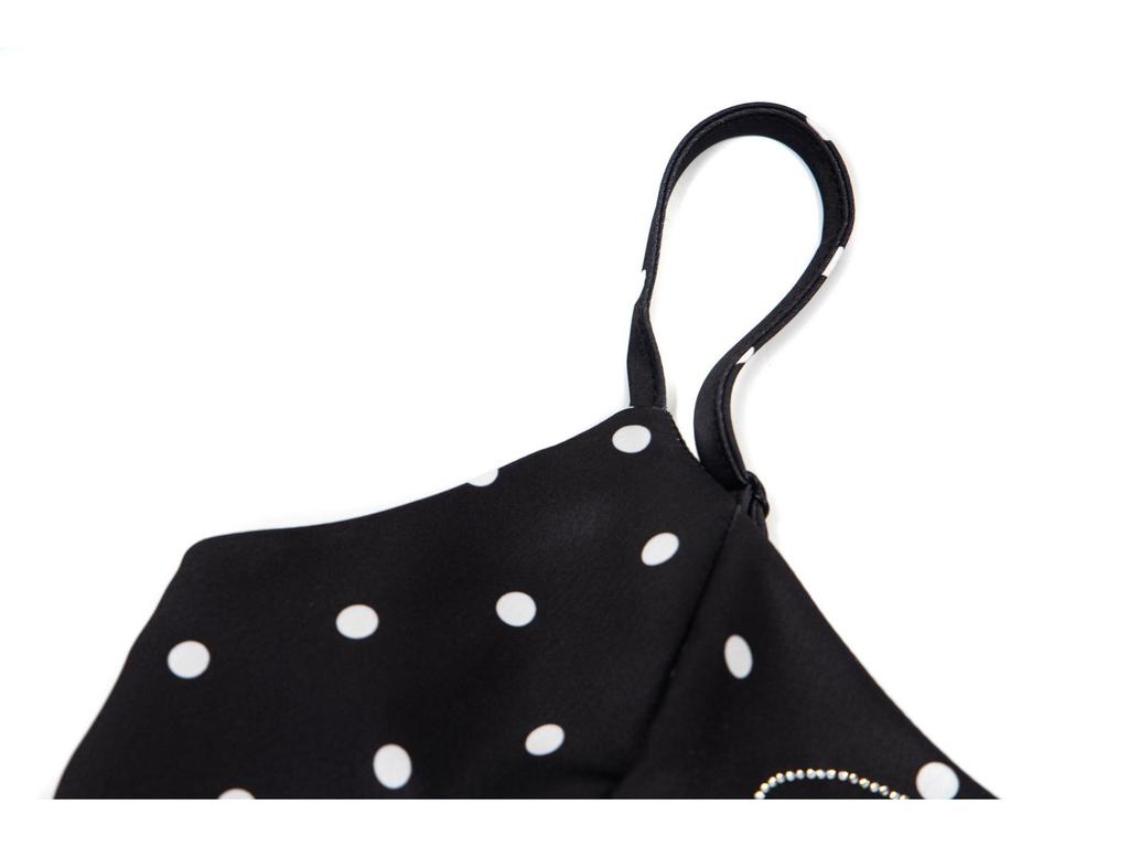 Summer '26 American Retro Polka Dot Rhinestone Strappy Dress for Women