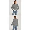 Damski luźny sweter w paski z okrągłym dekoltem i długim rękawem, dzianina, jesień zima