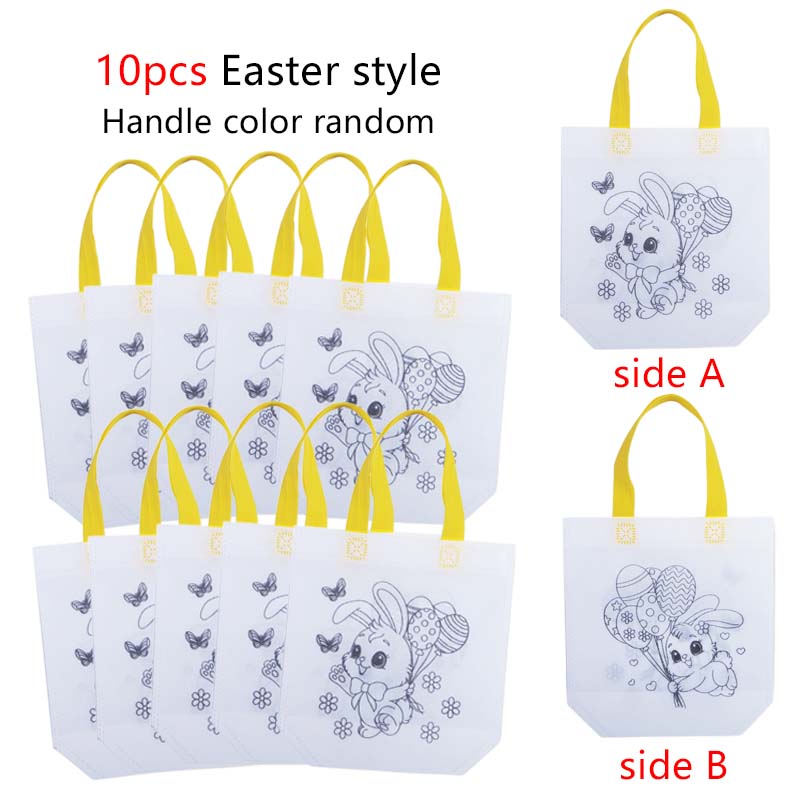 5/10pcs Festival Gift Bags Christmas Halloween Easter Non Woven Fabric Double Sided Graffiti Bag Party Snack Bag Souvenir TMZ