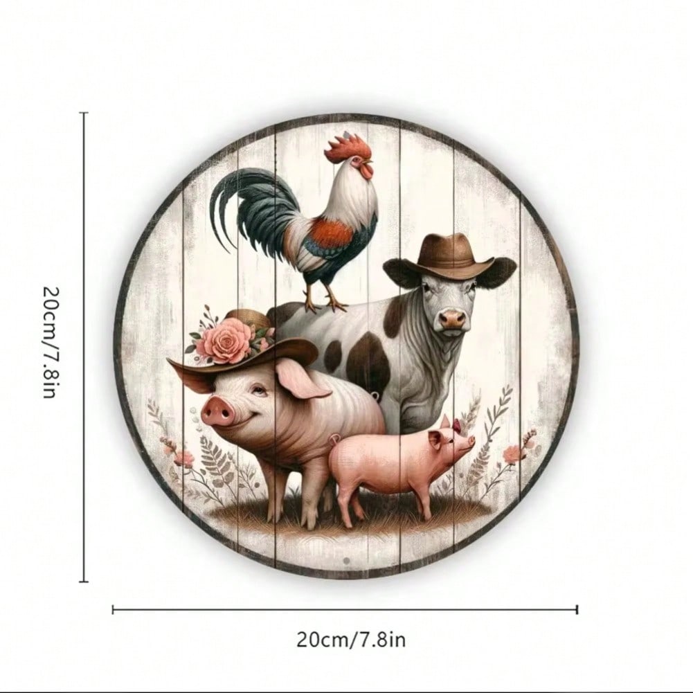 

Vintage Metal Pig Cow Animal Wall Art Decor For Home Indoor Outdoor 20x20 різнокольоровий