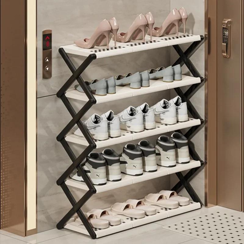 Zusammenklappbares Schuhregal, mehrschichtiges, einfaches Lagerregal, platzsparendes Organizer-Regal, Schuhaufbewahrungsregale für den Eingangstür-Schuhaufhänger