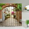 3D European Rural Town Street Landscape Printing Shower Curtain For Bathroom Curtains Waterproof Polyester Home Decor With Hooks