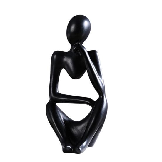 Jijijing Thinker Statue, Modern Abstract Art Sculpture, 3D Printed Collectible Figurine for Home Office Bookshelf Desktop Decor