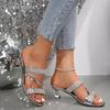 Luxury Gold Crystal High Heels Women Sandals Slip On Plus Size42 Dress Shoes Summer Woman Kitten Heel Gladiator Sandalias Mujer