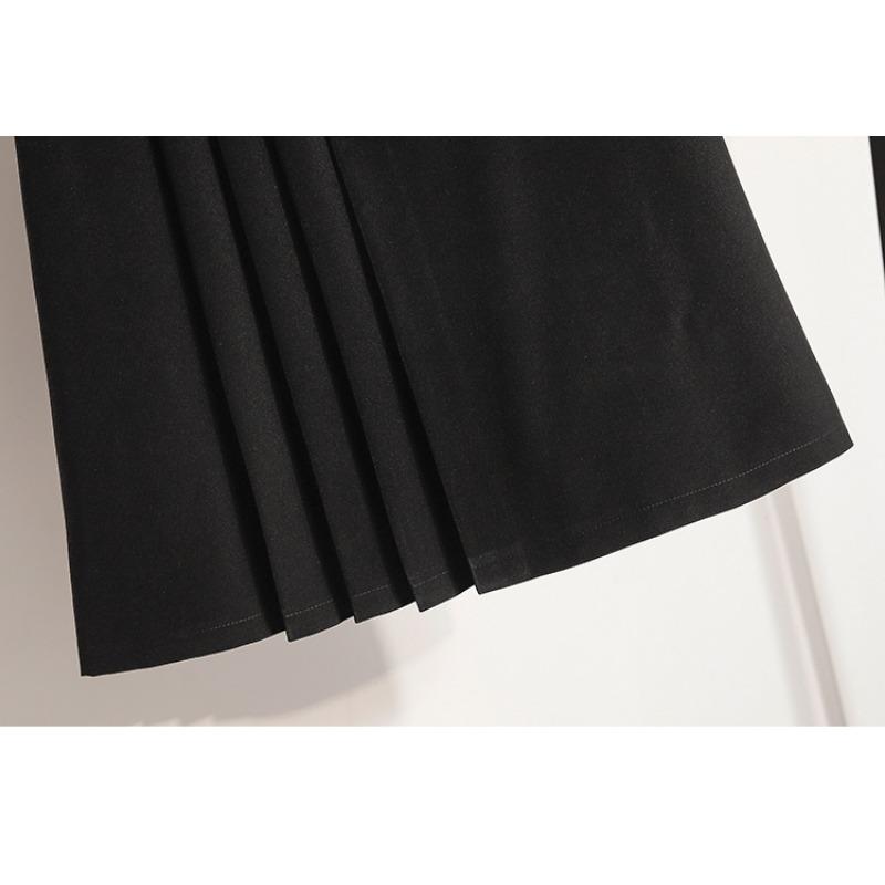 DIMANAF 2025 Plus Size Summer Elastic Skirts Casual Women Loose A-Line Skirt Pleated High Waist Fashion Vintage Maxi