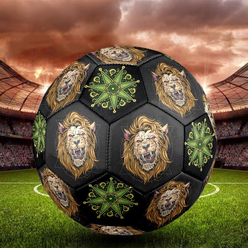1PC Lions Roar Power Green Star Mandala Soccer Ball Size 5 Football Machine Sewn Indoor/Outdoor Universal Football Surprise Collection n118