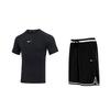 Logo Edzés Kereknyakú Rövid ujjú Póló Színblokkos Kényelmes Rövidnadrág Alkalmi Sport Szett Férfi szettek Fekete FB7933-010+DH7161-010