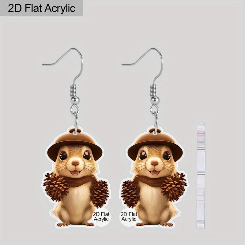 

2D Плоские Милые Акриловые Серьги с Животными Персонализированные Мультяшные Серьги-Подвески с Животными Забавные Серьги-Капли с Белкой для Женщин Шарм Ювелирные Изделия Подарки