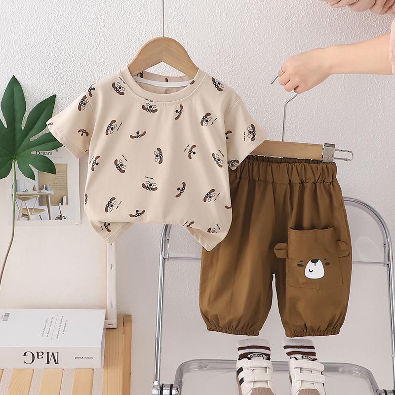 

2025 New Style Summer Casual Short Sleeve Set for Boys & Girls: Loose One-Piece Children s Clothes 80cm