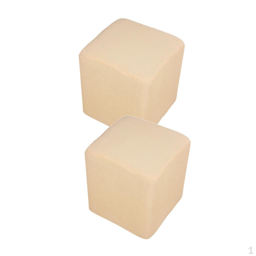 2 Rectangle Foot Stool Cover Ottoman Slipcover Elastic Bottom