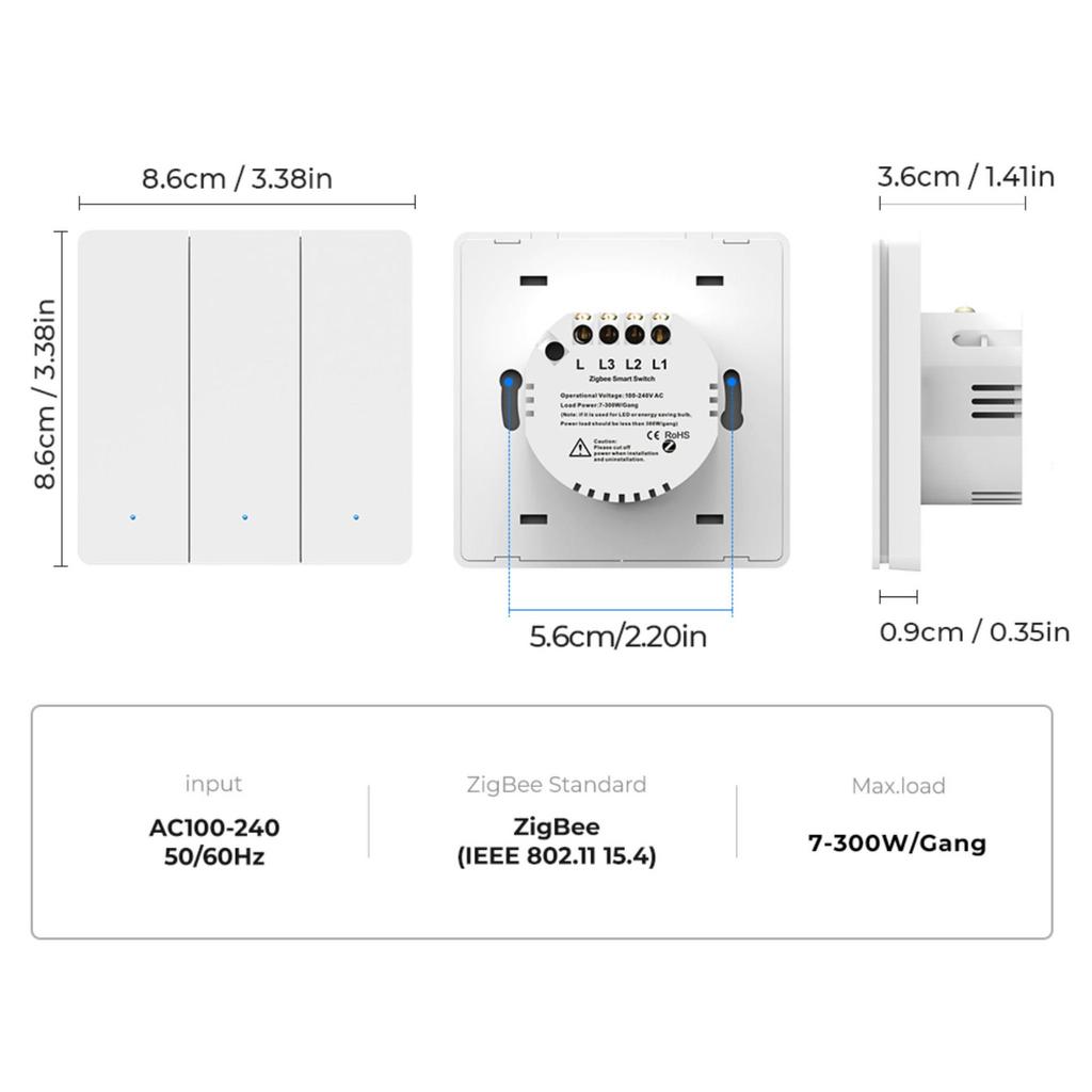 Tuya 1-Channel Zigbee Wall Switch White