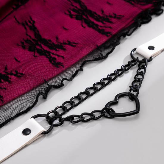 Necklace Chain Personality Twisted Chain Double Layer Faux Leather Sexy Gothic Punk Love Heart Pendant Collar Jewelry Accessory