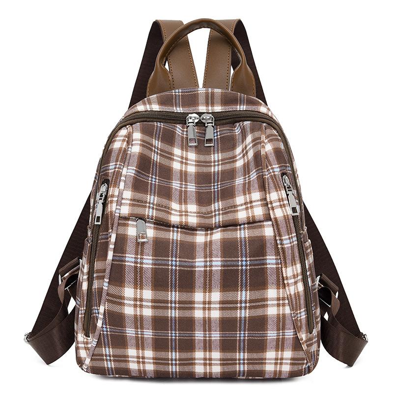 Campus Retro Plaid Backpack Junior Senior High School Student Schoolbag Girls Large Capacity Class Book Bag