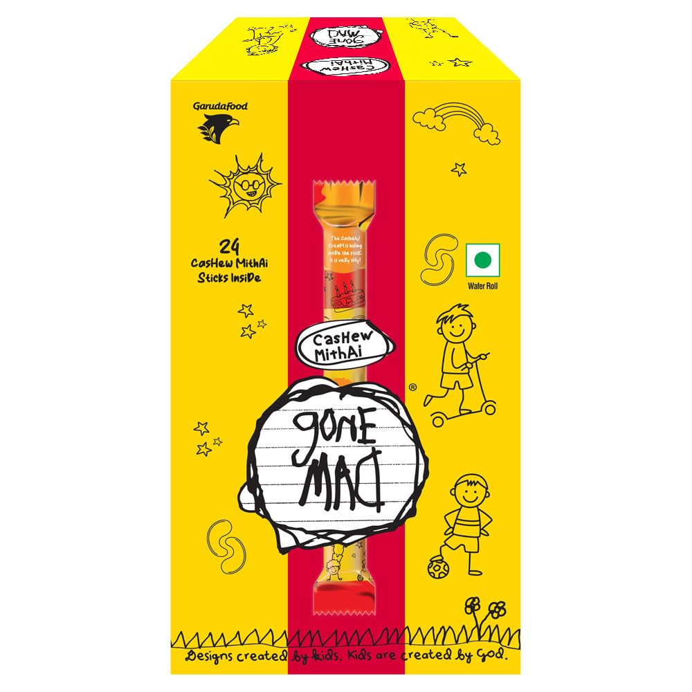 Gone Mad Premium Wafer Sticks, Chocolate Flavour, Pack of 24, 192g (Cashew)