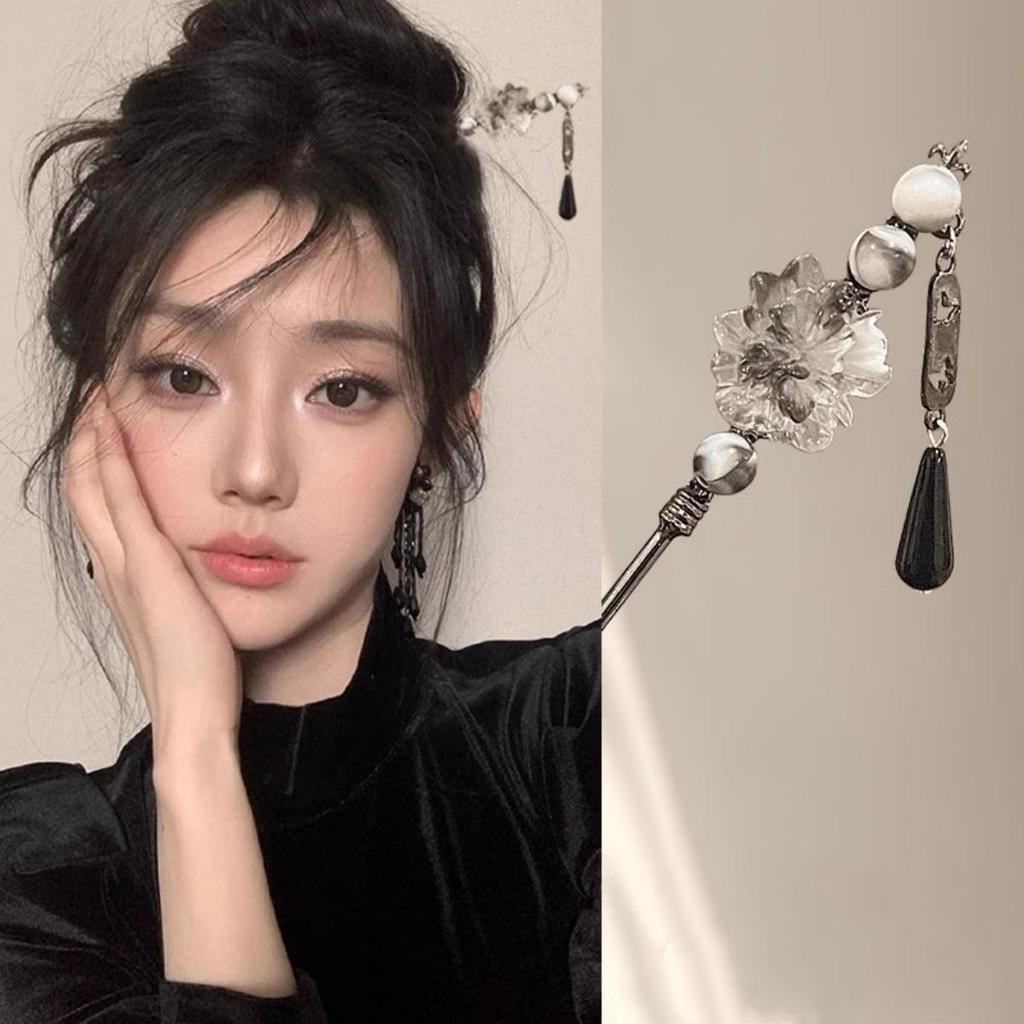 Antique Butterfly Pearl Hairpin, Curved Moon Tassel High-End Minimalist Style, Women'S Special Hairpin For Braided Hair