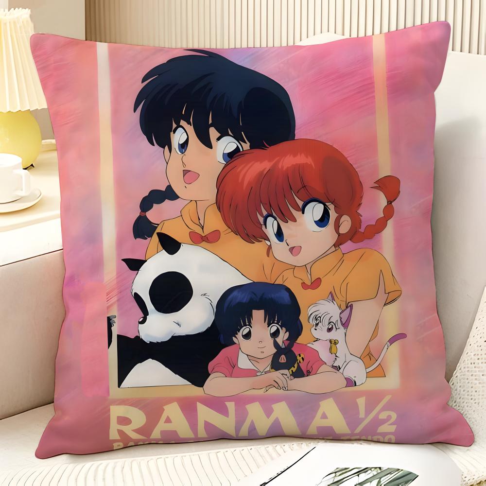 Cartoon Comic P Chan R-Ranma ½ 1 Pillow Case Natural Linen Organic Fabric Double-Sided Printing Sofa Home Decor Gift Pillow Case