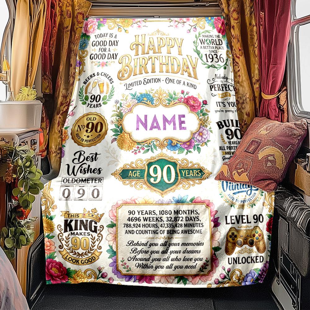Happy Birthday Celebration Blanket Personalized Name Soft Comfortable Stylish Blanket Car Blanket Perfect For Travel Camping Outdoor Home Suitable For