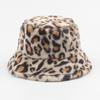 Winter Hat for Women's Fashionable Leopard Print Plush Fisherman Hat Versatile Cold Proof and Warm Basin Hat Showing Face Small Bucket Hat