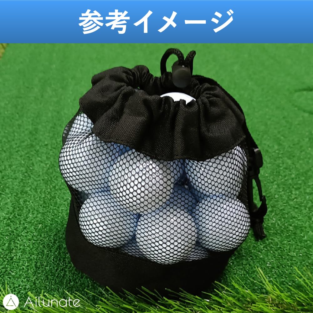Ailunate pouzdro na golfový míček, pouzdro na golfový míček, držák na tašku, úložná taška, velká síťovina, černá, černá