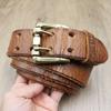 Thickened Double-needle Buckle Belt, Men's Genuine Leather Top Layer Cowhide, Retro Casual and Trendy, Versatile Youth Denim Belt