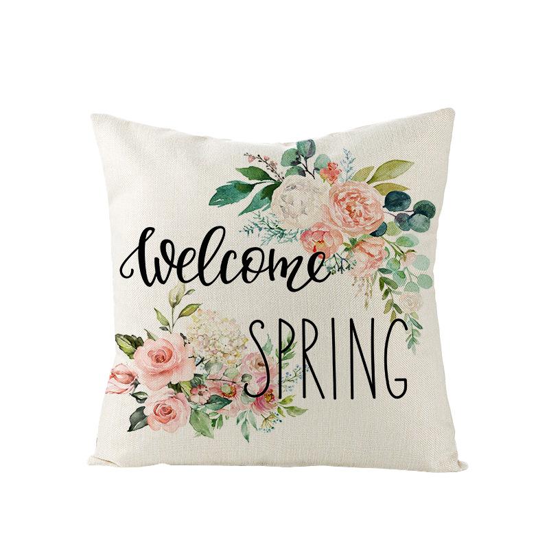Nový jarní motiv lněný povlak na polštář domov pohovka povlak na polštář pastorální povlak na polštář