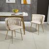 (Old SKU:W1880109477)Modern Luxurious Velvet Dining Chair Set with Golden Metal Legs, Elegant Hand-Woven Design and Soft Cushions