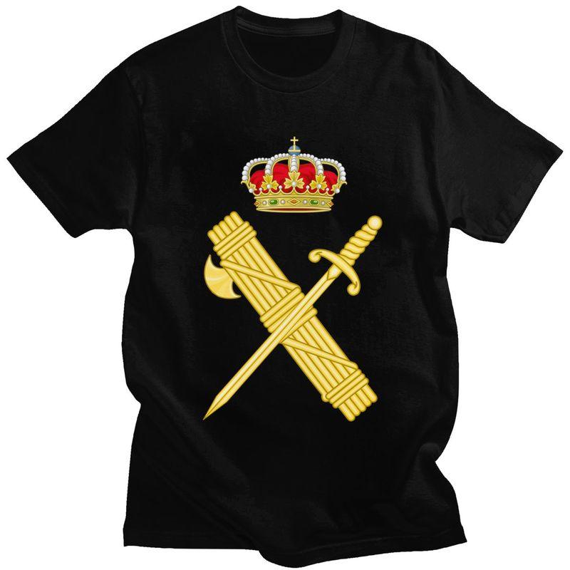 Custom Emblem Of The Spanish Civil Guard Tshirts Men Short Sleeve T Shirt Spanish Coat Of Arms Tshirt Slim Fit Pure Cotton Tee