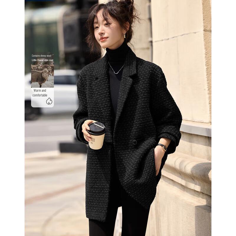 

Women s Elegant Mid-Length Wool Blend Commuter Coat S