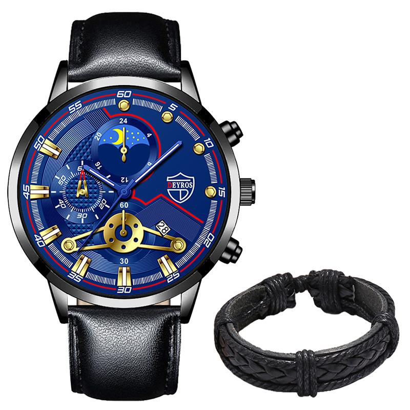 Fashion Mens Watches for Men Business Black Leather Quartz Wristwatch Calendar Male Luxury Casual Sports Bracelet Luminous Clock