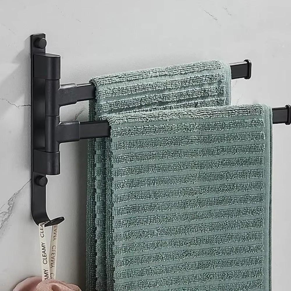 No Drill Installation Wall Mounted Towel Rack Swing Arm Towel Bar Bathroom Storage