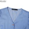 ZANZEA Women Casual V-Neck Short Sleeve Loose Summer Long Dress