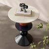Tomatoes on Sticks Style Simple Round Tea Table - Small Household Size with Creative Round Edge, Suitable for Balcony