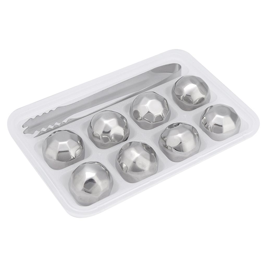 Stainless Steel Ice Spheres Chills Wine Whiskey Drink Chiller Stones Rocks with Tong