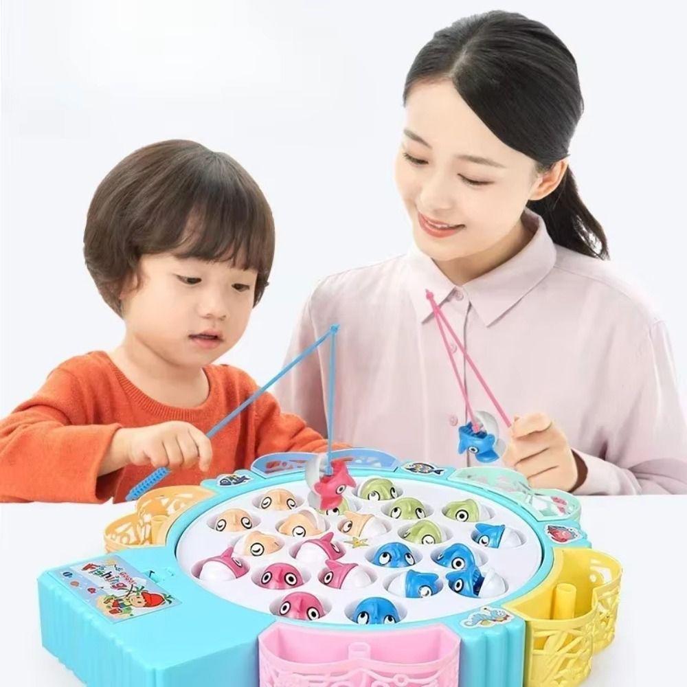 Plastic Fishing Toys Blue Pink Electric Spin with Music Interesting Fishing Game  Toys Gift