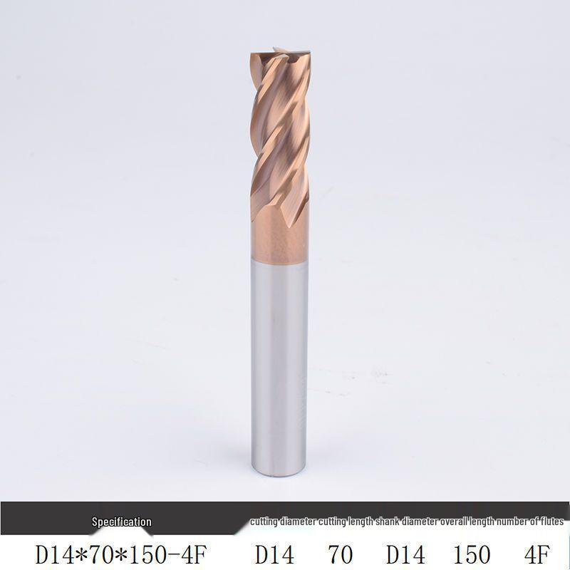 55° Tungsten Steel 4-Flute End Mill, Hard Alloy Coated, CNC Flat Bottom Tool