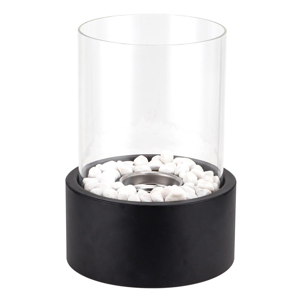 Round Black Metal Candle Holder with Glass for Tealight Candle Holder for Home Decor (US Stocks)