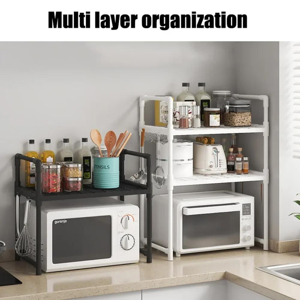 Microwave Rack Kitchen Open Space Seasoning Shelves Partition Storage Bilayer Oven Modern Minimalism Kitchen Storage Organizer