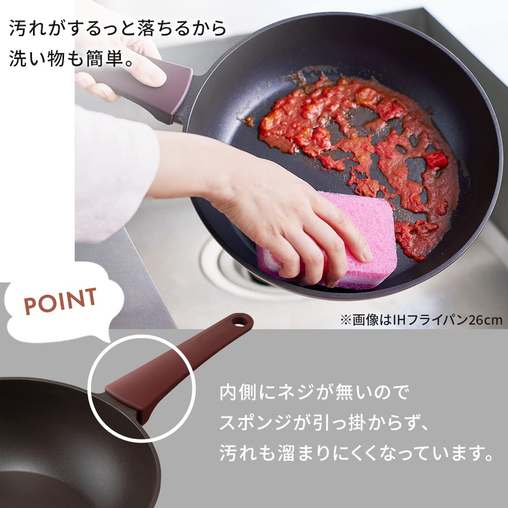 Iris Ohyama Diamond Coated Frying Pan 26cm Deep Stir-Fry Pan, GasIH Compatible, Lightweight, Metallic Finish, Easy to Clean, Non-Slip Handle, DCP-I26